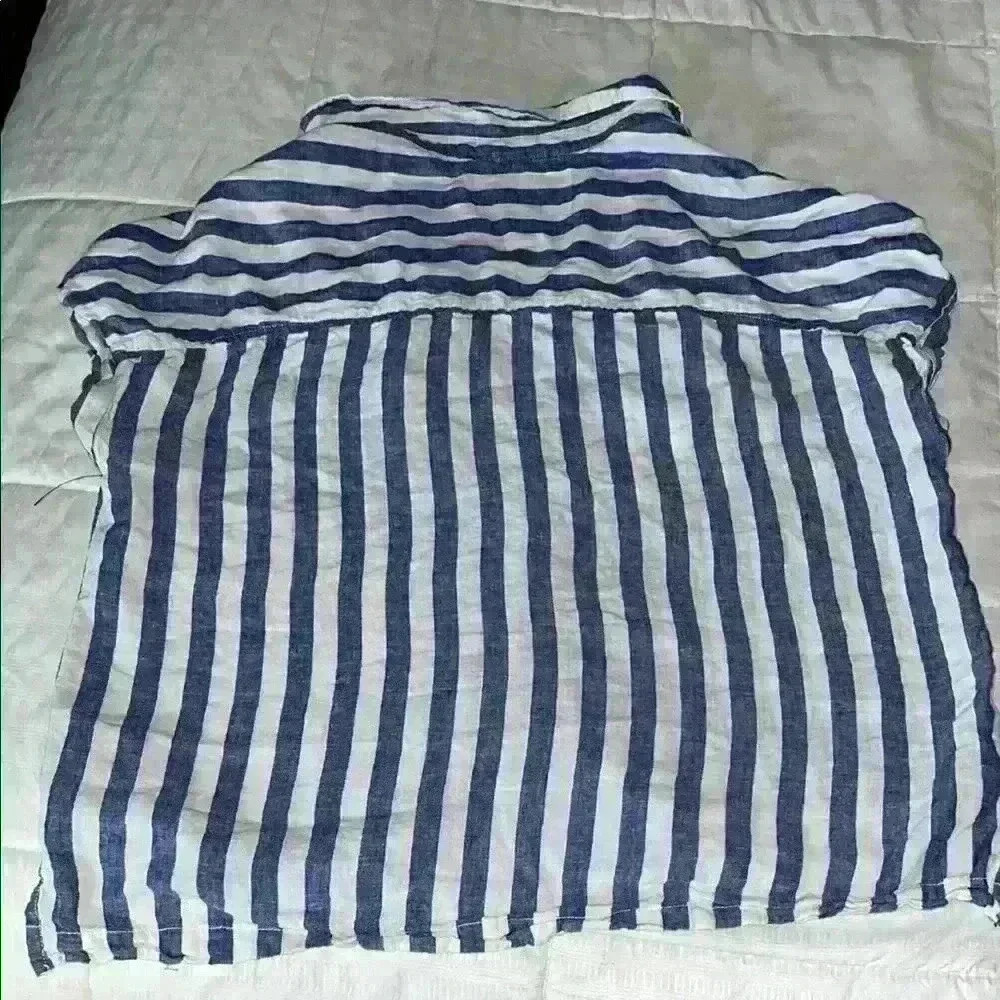 Blue and White Striped Men's Shirt - Picture 3 of 3